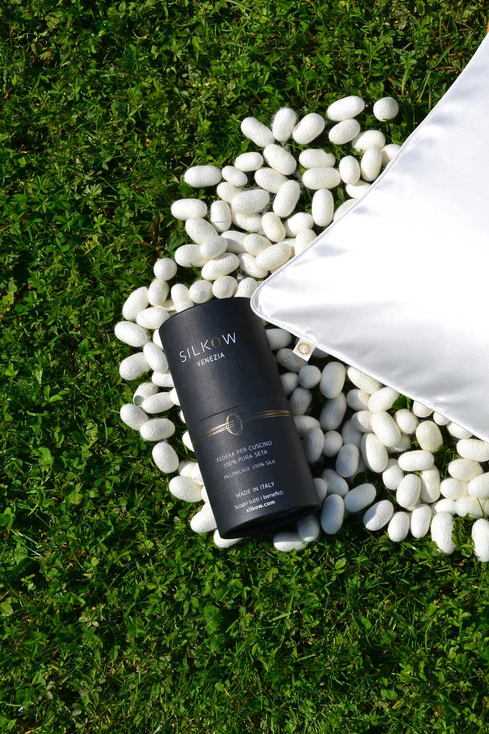 Set 2 Federe 100% Seta 22 Momme 50x75/80cm con Bordo Bianco