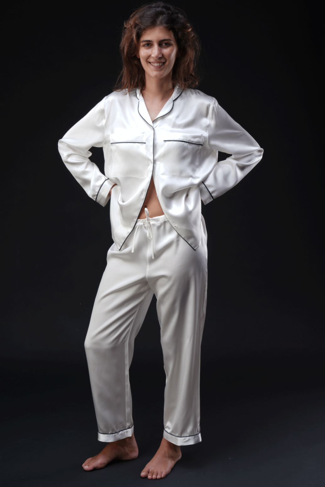 Pigiama Lungo Donna 100% Seta 22 Momme