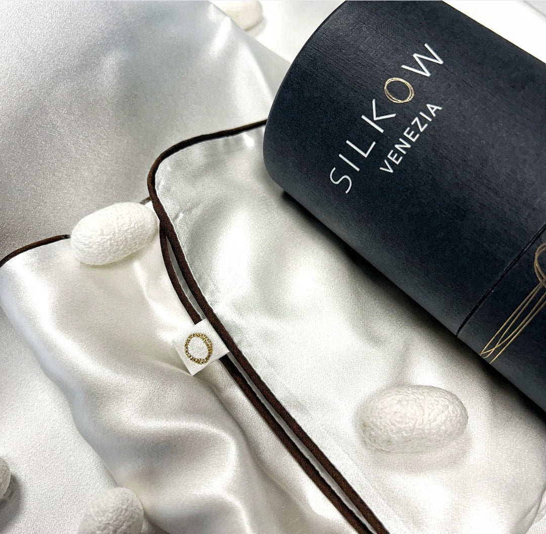 SET 2 FEDERE IN RASO DI SETA - MODELLO BORDINO COLORATO